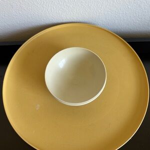 Tupperware Cream and Gold Chip and Dip Set Modern Design